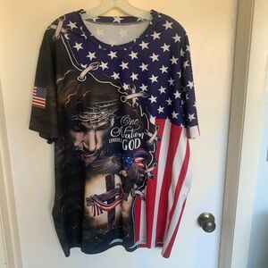 New XXXL Patriotic Graphic T-Shirt with Flag Design